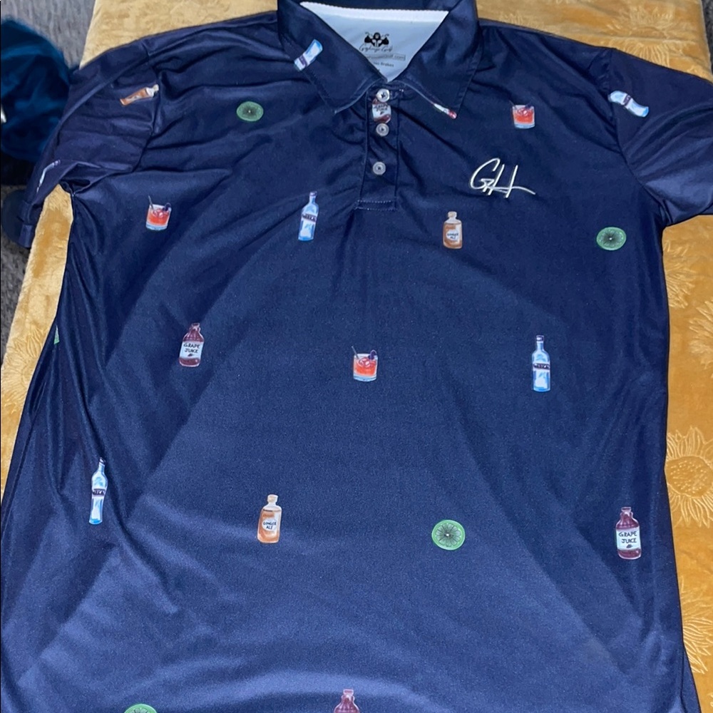 Gashouse golf polo shirt with drinks size large